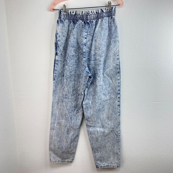 Vtg Acid Wash Cotton Jeans 27/27 Straight Leg Two Pocket Pull-On Elastic Waist - Picture 7 of 9